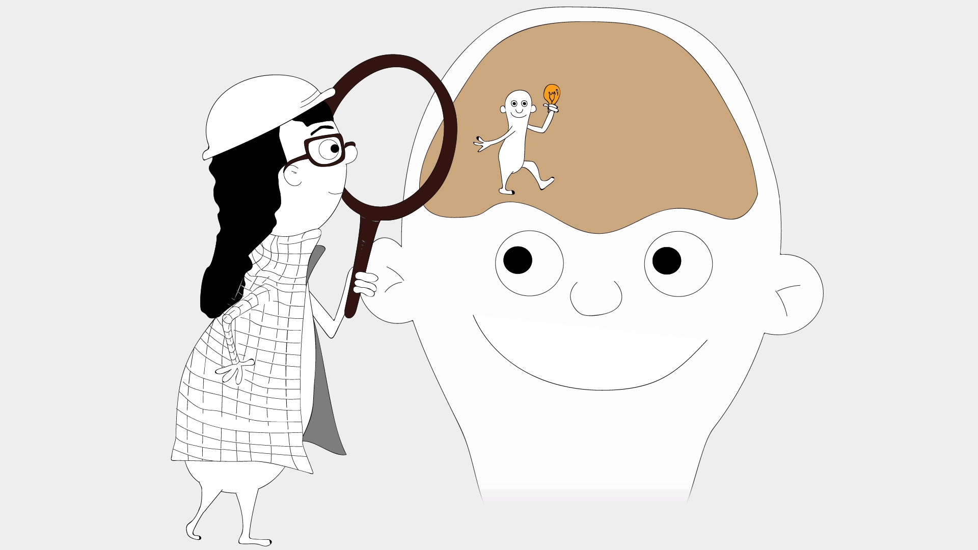 Personnage qui analyse une idée